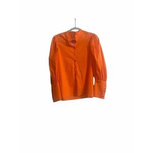 NWT Trina Turk Orange Fire Island Coast Line Puff Sleeve Top